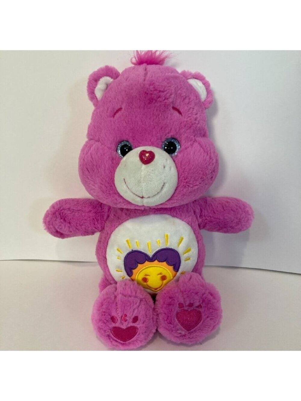 Care Bears Shine Bright Bear 2017 Plush Sun Heart Pink Purple 14" Stuffed